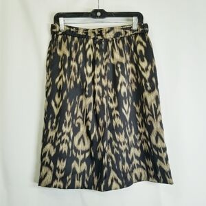 Chico's Skirt sz 1‎ (8-10)  Brown Cheetah Animal Satin Career Modest Knee A Line